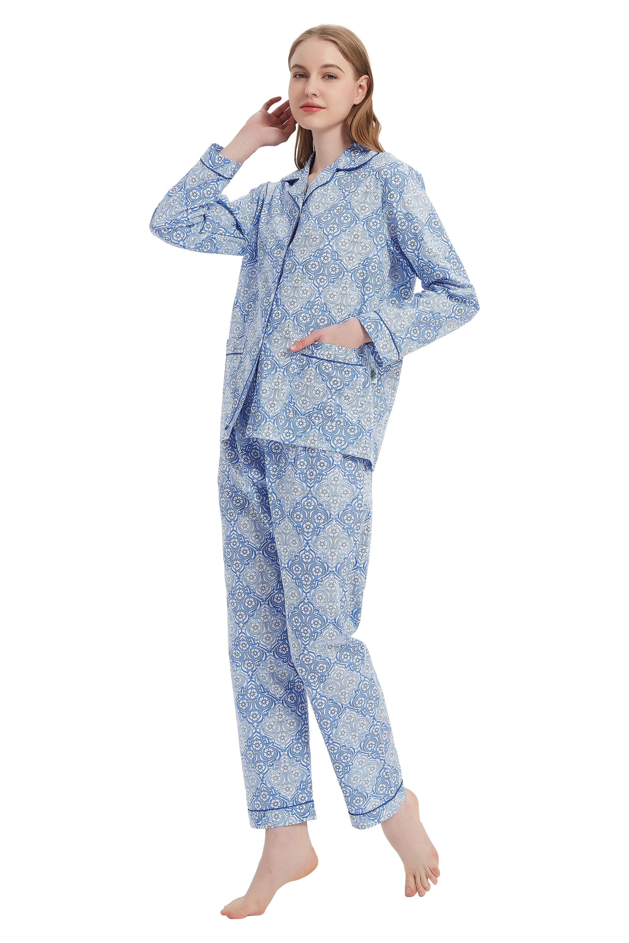 Buy SK Hosiery : Women's & Girls Cotton Printed Pyjama/Track Pant Lower /  100% Export Quality Soft Cotton/Combo (Set of 2) (M, Blue) at
