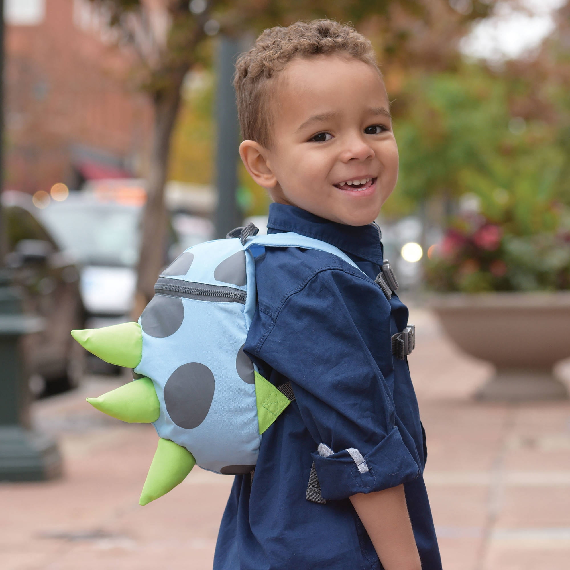 On the Goldbug Toddler Child Safety Security Harness and Monster Backpack, Blue