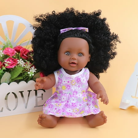 Cute Baby Black Girl Doll With Curly Hair For Baby Toddler Boy