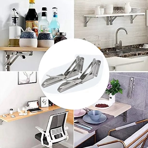 Soporte de Ángulo Plegable de Acero Inoxidable, Soporte Triangular, Soporte Pesado, Soporte Ajustable para Montaje en Pared de 18 Pulgadas