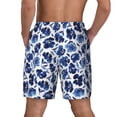thumbnail image 4 of Goofa Blue Ink Flowers Printed Men's Swim Trunks Board Shorts Quick Dry Mens Swimming Trunks with Compression Liner,Breathable Fit Hawaii Beach Shorts-X-Large, 4 of 9