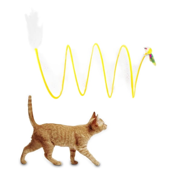 para gatos plegado tipo S, juguete de resorte, tienda de campaña, Material de alambre de acero duradero, fácil almacenamiento y fácil de llevar Ratón amarillo L Salvador Gato Túnel