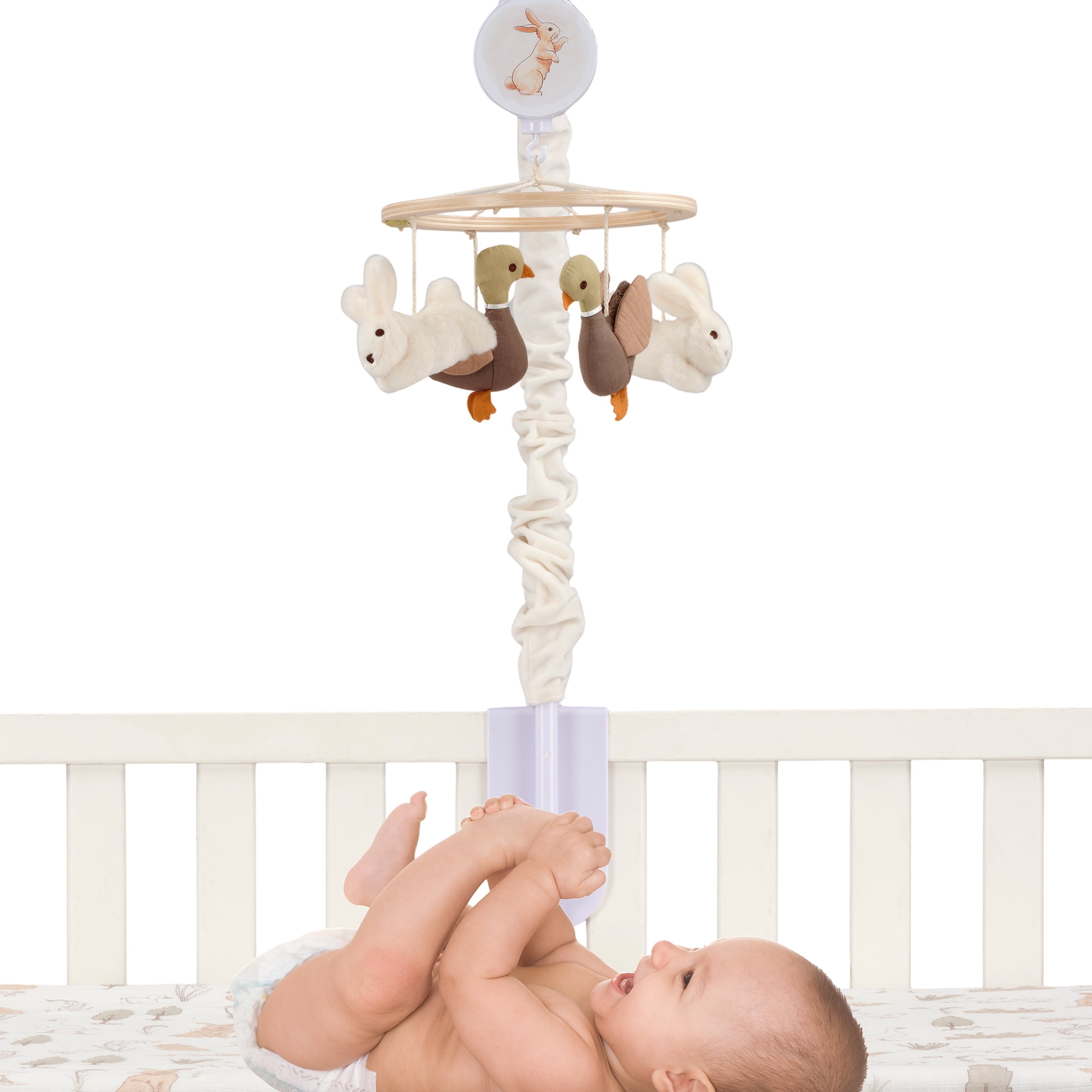Lambs & Ivy Signature Bunny Hop Musical Baby Crib Mobile Soother Toy
