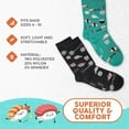 thumbnail image 4 of Foozys Small/Medium Novelty Crew Socks | Sushi & Chopsticks Cute, Fun & Makes a Great Gift! | 2 Pair (Black & Green) | Women’s Shoe Size 4-10, 4 of 8