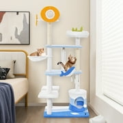 Costway Petsite Ocean-themed Cat Tree Tower with Sisal Covered Scratching Posts Condo Perch Hammock