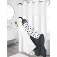 thumbnail image 3 of No Hook Shower Curtain with Snap-in Liner, Cats Showering Waterproof Fabric Bathroom Curtains, Modern Abstract Art Funny Animals Bath Curtains & Mesh Top Window 54"x78", 3 of 9