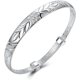thumbnail image 1 of Pulsera tallada con flor de Fu de Plata de Ley 925 para mujer, 17,5g, peso 6,5 CM para regalo de boda, 1 of 5