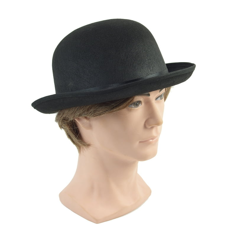 Black Felt Bowler Derby Hat Victorian Brim Cap Prop Steampunk Costume Accessory Black Felt Bowler Derby Hat Victorian Brim Cap Prop Steampunk Costume Accessory
