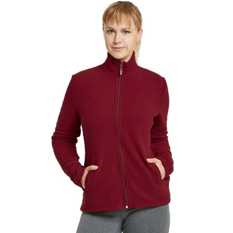 Womens burgundy fleece clearance jacket