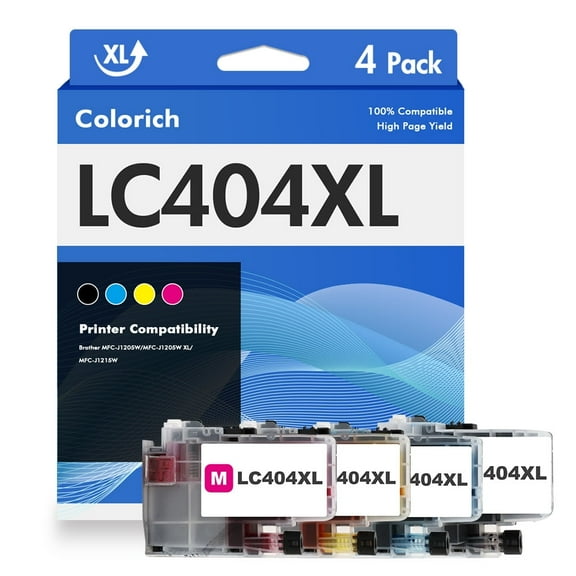 LC404XL LC404 Ink Cartridges Compatible for Brother MFC-J1205DW Printer 404XL LC 404 for MFC J1205W MFCJ1205W XL MFC-J1215W - 4 Pack High Yields Black Cyan Magenta Yellow
