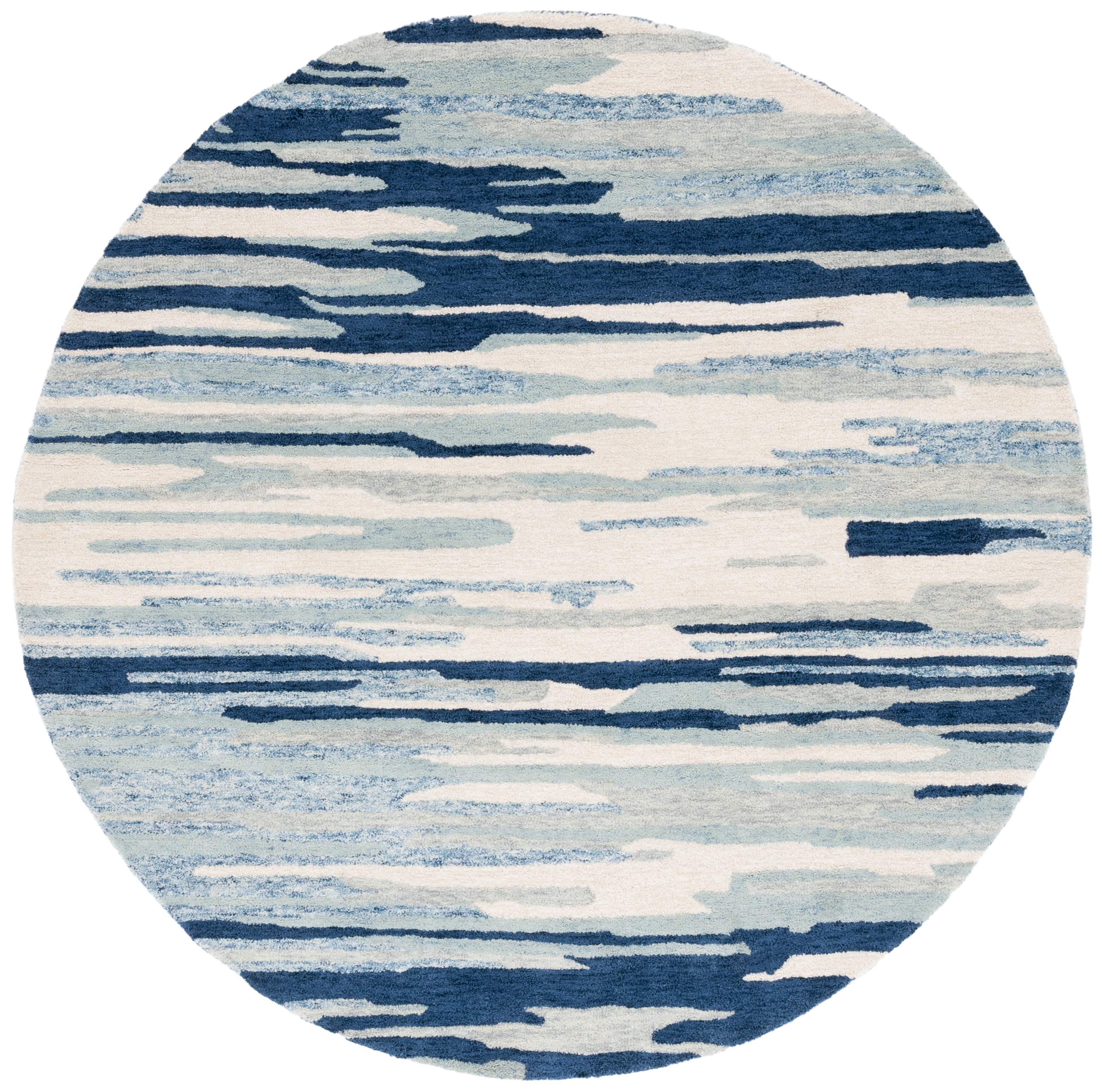 SAFAVIEH Bellagio Jannah Abstract Area Rug, Blue/Ivory, 6' x 6' Round