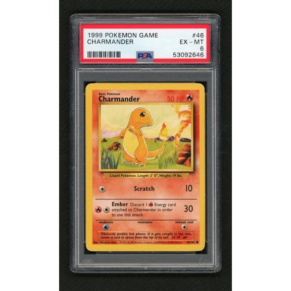 Collectible 1999 Pokemon Base Set Charmander #46 PSA 6