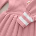 thumbnail image 6 of Long Sleeve Knitted Dresses Girls Princess Pleated Sweater Dress Ribbed Cute Fall Winter School Uniforms Pink, Size 5 Y, 6 of 7