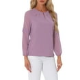 thumbnail image 1 of INSPIRAR CHIC Blusa de Chifón para Mujer con Cuello de Llave, Manga de Parchwork, Elegante Top de Trabajo M Color Púrpura Oscuro, 1 of 6