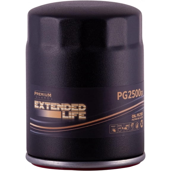 Premium Guard Extended Life Oil Filter up to 10k Miles PG2500EX | Fits 2014-2025 Chevrolet Silverado 1500, 2011-2025 Ford F-150, 2014-2025 GMC Sierra 1500, 2015-25 Tahoe (Pack of 6)