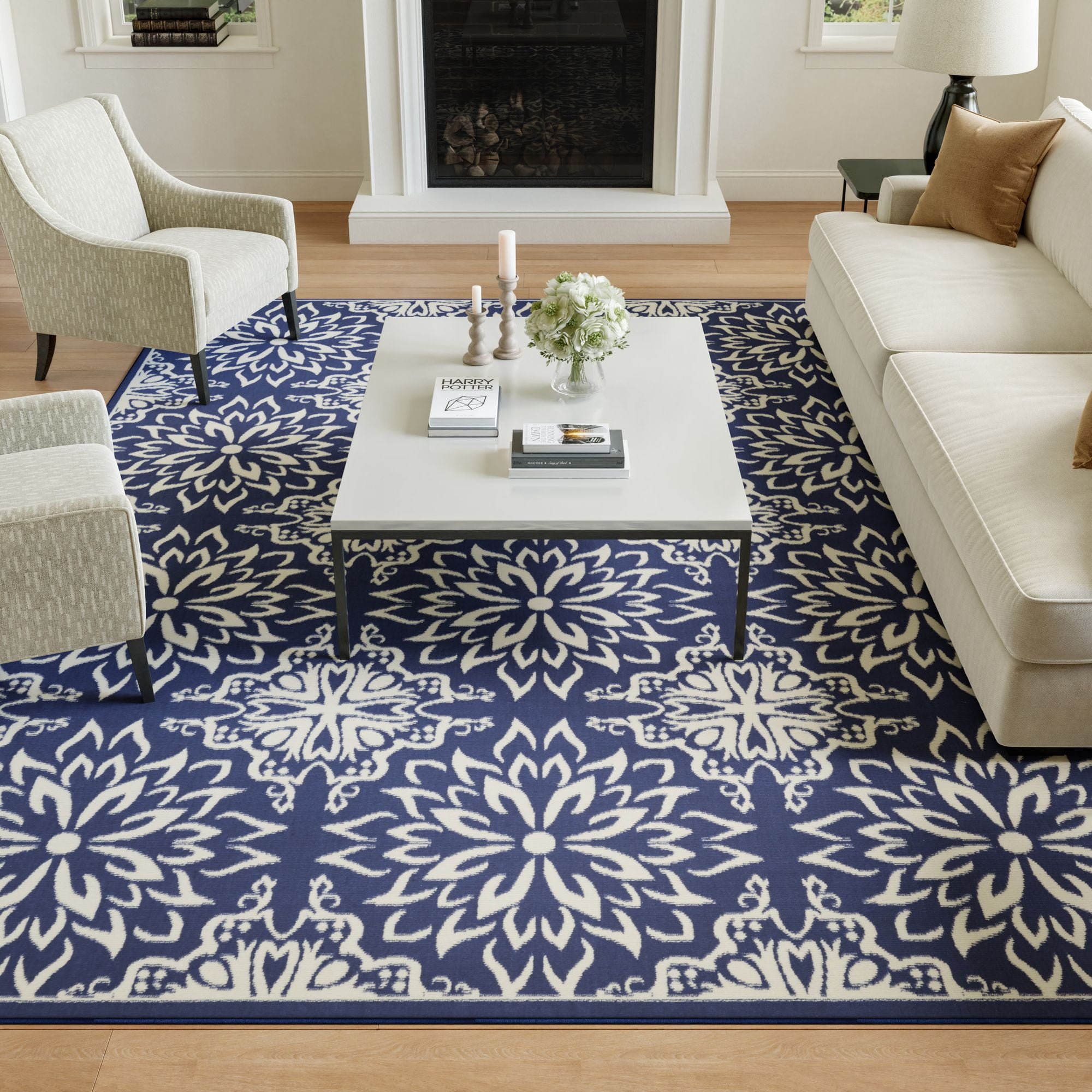Nourison Jubilant 7'10" x 9'10" Navy/Ivory Farmhouse Indoor Rug