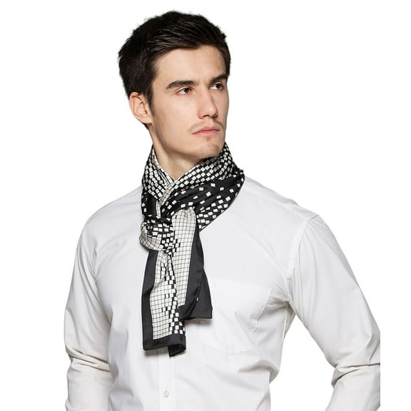 Men's 100 Silk Scarf Double Layers Fashion Scarves Neckerchief Formal Casual