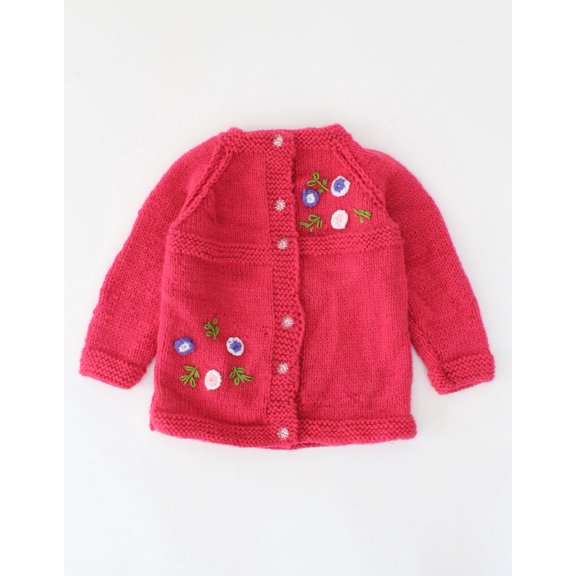 Woonie Handmade Full Sleeves Embroidered Sweater-Pink