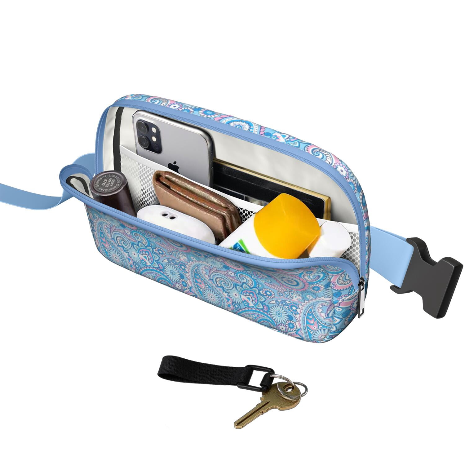 Mini Fanny Pack Boho Style Pattern Belt Bag for Women, Fashionable Waterproof Waist Pack with Adjustable Strap for Workout Running Traveling Hiking Cycling