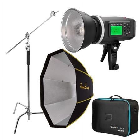 UPC: 0192223068667 | XPLOR 600 HSS R2 Battery-Powered Monolight Kit With C-Stand and ParaSnap 44 Octabox (Bowens Mount)