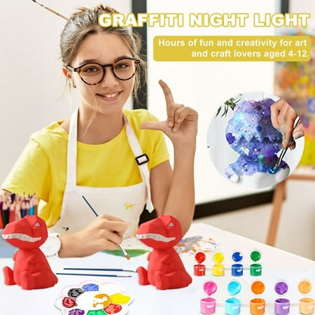 

Taosunzt 1 Set Animal Night Light Figurine with Color Paint Palette Brush DIY Dinosaur Tyrannosaurus Rex Duck Sheep Pig Deer Desktop Statue Handmade Bedside Lamp Decoration Kit Sheep