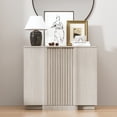 thumbnail image 6 of Brafabhome 31.5" Fluted Buffet Cabinet with Storage, 2 Door Accent Sideboard Credenza with Adjustable Shelves, Modern Curved Media Console Coffee Bar Table for Living Room Dining Room | White(3 Set), 6 of 10