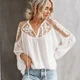 thumbnail image 2 of Blusa de encaje de manga larga con farol TEELYNN para mujer 2024, blusa sexy de gasa con estampado floral vintage, blusa bohemia de playa con cuello en V, 2 of 4