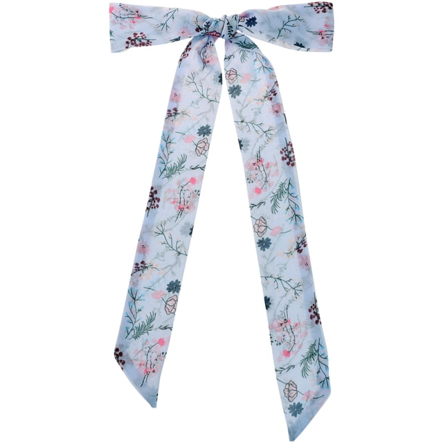 Bufandas de gasa floral cuadradas delgadas largas, pañuelo de cuello largo, azul claro y púrpura, 180x5cm/70.9x2.0 pulgadas (LxA)