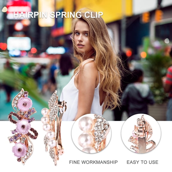 WRITWAA Elegant Flower Hair Clip for Women Bridal Accessories with Strong Durable Alloy 2 Pcs