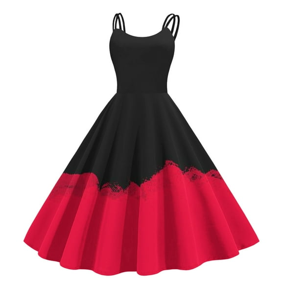 TJAZFJPA Long Dress Suitable Dresses for Women Sleeveless Knee Length Retro A Line Flared Swing Formal Prom Party Vintage Dress Lace Dress Women Maternity Winter Dress