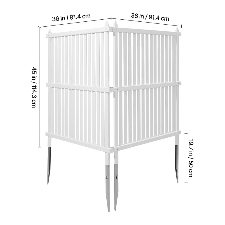 KFFKFF Vinyl Privacy Screen Fence, 2 Panels with Ground Stakes, White photo 8