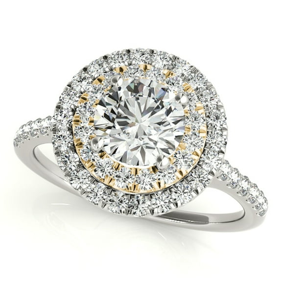 Aonejewelry 0.75 Ct. Halo Two-Tone Unique Design Diamond Engagement Ring In 14k Solid Yellow & White Gold