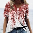 thumbnail image 1 of EIMELI Femmes Tops Mode Femmes Casual Imprimé V-Cou Manches Courtes Imprimé T-shirt Bleu L, 1 of 5