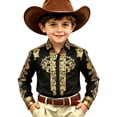 thumbnail image 4 of Wxolcjlv Boys Floral Buttons Up Shirt Western Cowboy Turn Down Collar Long Sleeve Shirt, Sizes 4-13, 4 of 4