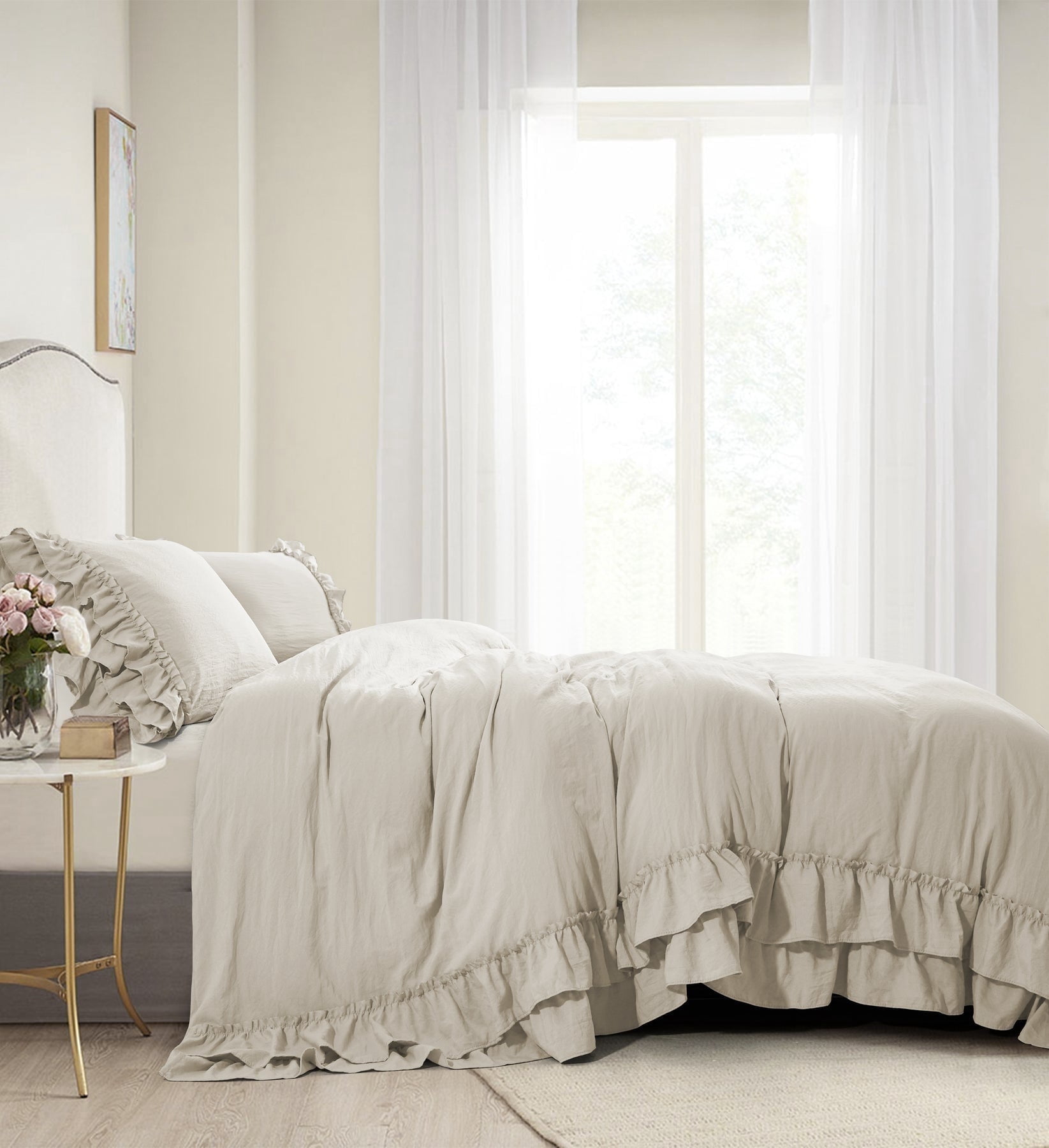 HIG 3 Piece Vintage Duvet Cover Set, Ultra Soft Pre-washed Microfiber, Camel, King