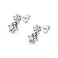 thumbnail image 2 of 14K White Gold 1/4 Cttw 4 Prong Set Princess-Cut Double Diamond Drop and Dangle Stud Earrings (I-J Color, I2-I3 Clarity), 2 of 7