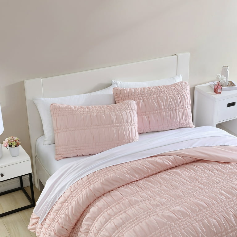 Poppy & Fritz Scrunch Stripe Pink Twin Quilt Set - Walmart.com