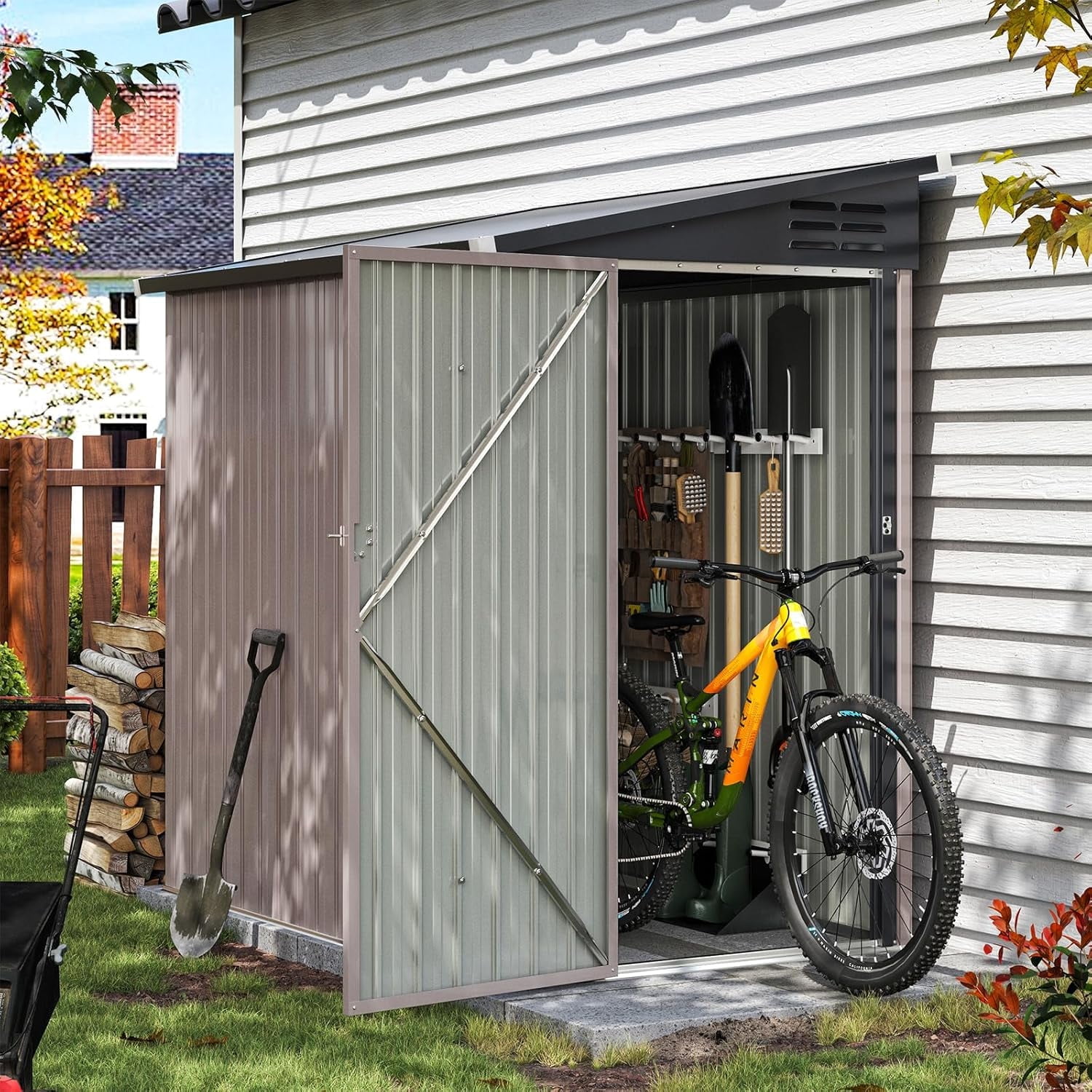 Homall 6' x 3' Metal Shed for Garden Tools and Lawn, Outdoor Patio