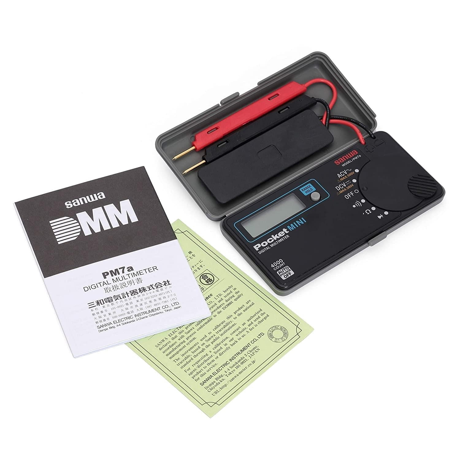 Sanwa PM7a Pocket Size Digital Multimeter with Built-In Case