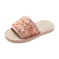 thumbnail image 2 of Willtoo Women Open Toe Flat Slides Sparkly Sequin Slip-On Sandals Non-Slip House Footwear Casual Summer Indoor Outdoor, 2 of 4