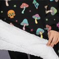 thumbnail image 3 of Oversized Wearable Blanket Hoodie,Black Colorful Skull Mushroom Pattern Sherpa Blanket Hoodie with Super Pockets,Super Warm Fuzzy Pullover for Women & Men, 3 of 6
