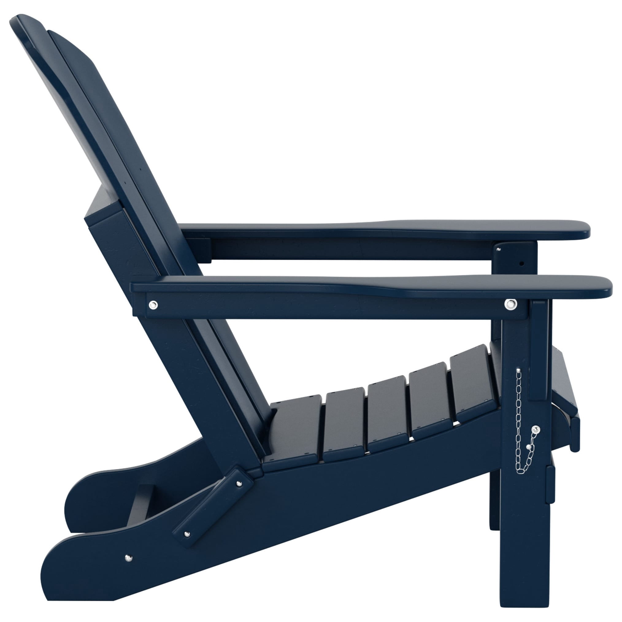 Polytrends  Laguna Hdpe All Weather Outdoor Patio Foldable Adirondack Chair With Side Table (2-Piece Set) Navy Blue