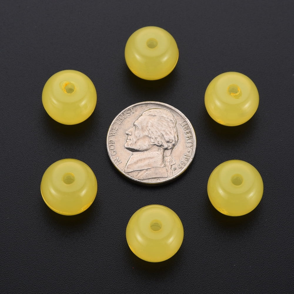 Imitation Jelly Acrylic Beads Barrel Yellow 13x10.5mm Hole: 2.5mm 375pcs/500g