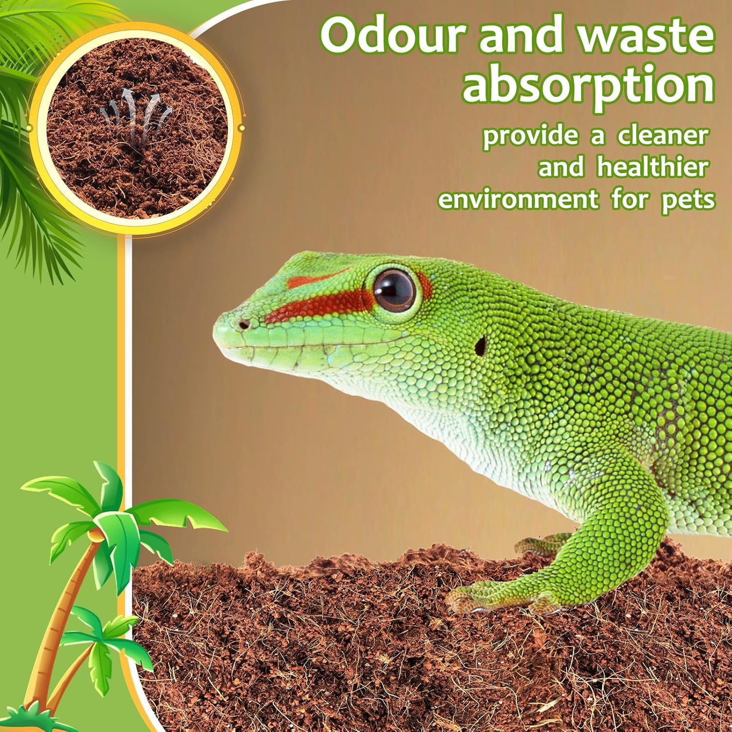 1 Pack Natural Coconut Fiber Substrate for Reptile- Premium Compressed Coconut Husk Terrarium Bedding for Reptile, Tortoise, Frogs, Snakes Hermit Crabs, Burrowing Animals