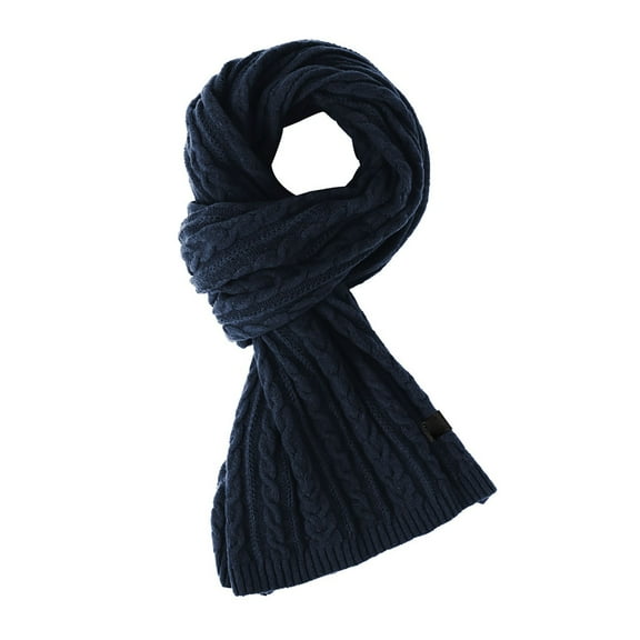 siminsem Oversized Chunky Knit Scarf for Men Women Winter Warm Soft Long Scarf - Thick Cable Knit Wrap Shawl for Cold Weather Fall One Size, Navy,One Size