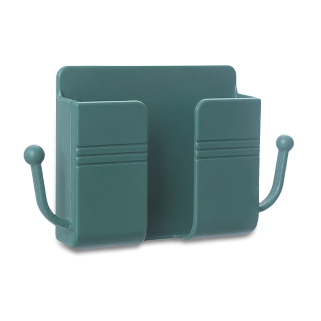 Yuarrent Soporte para teléfono móvil montado en la pared organizador de Control remoto de perforación libre llavero de plástico auricular Almacenamiento y organización del hogar Verde