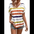 thumbnail image 3 of Blusas de Verano para Mujer, Camisas de Corta Tipo Dolman, Conjuntos de Moda 2025 con Cuello en V. Naranja Rojo XXL, 3 of 9