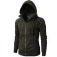 thumbnail image 3 of IROINNID Men's Long Sleeve Zip Up Mid-Length Hooded Jacket Solid Color Casual Autumn Winter Sport Hooded Pullover Blouse Tops, 3 of 4