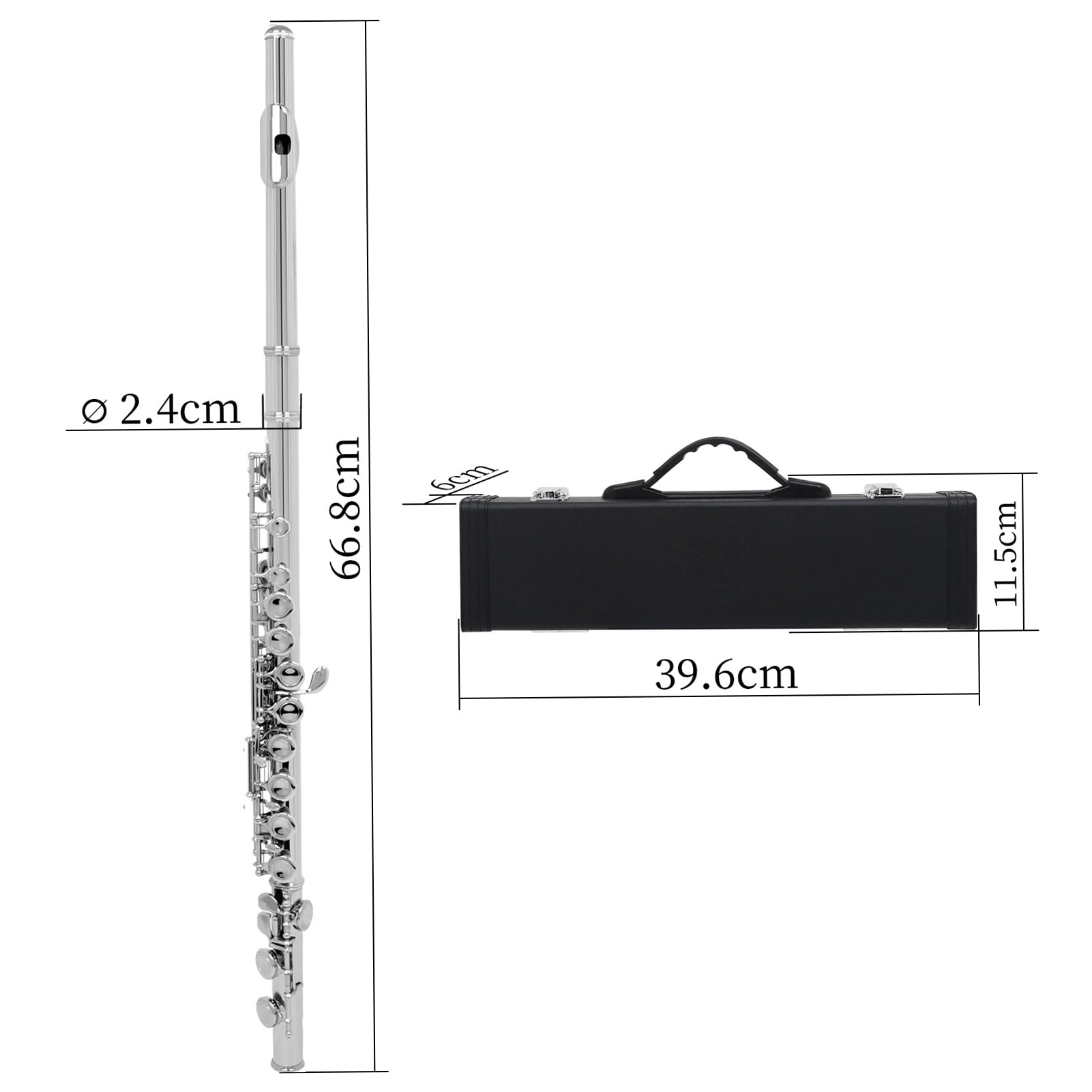 Dcenta 16 Keys Closed Hole Flute with Cleaning Kit, Carrying Case, & Screwdriver, White copper