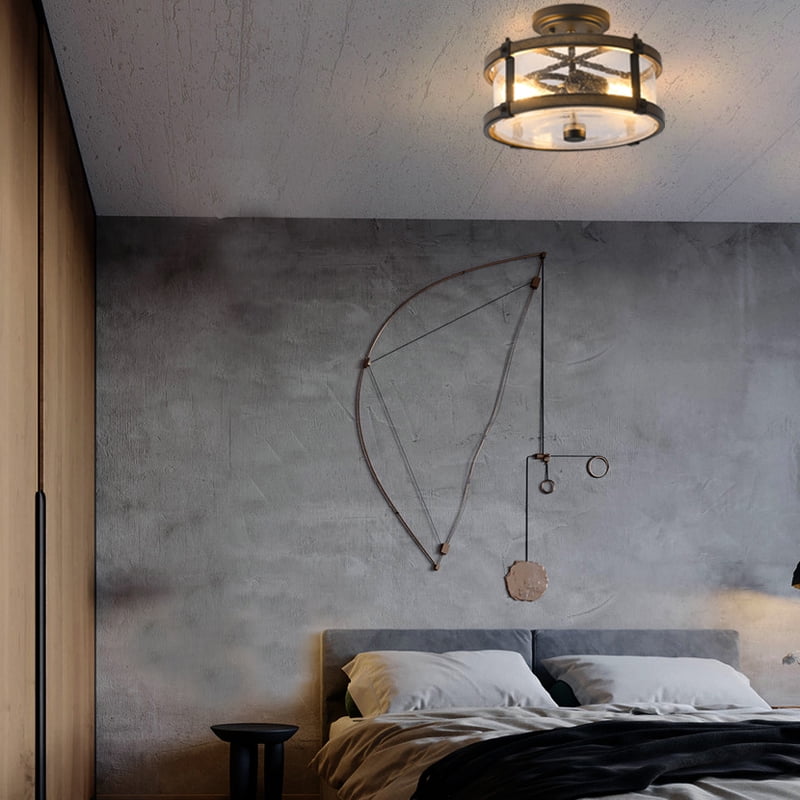 12.2" Farmhouse Kitchen Light Fixture Semi Flush Mount Ceiling Light for Hallway, Living Room, Bedroom 2-Light